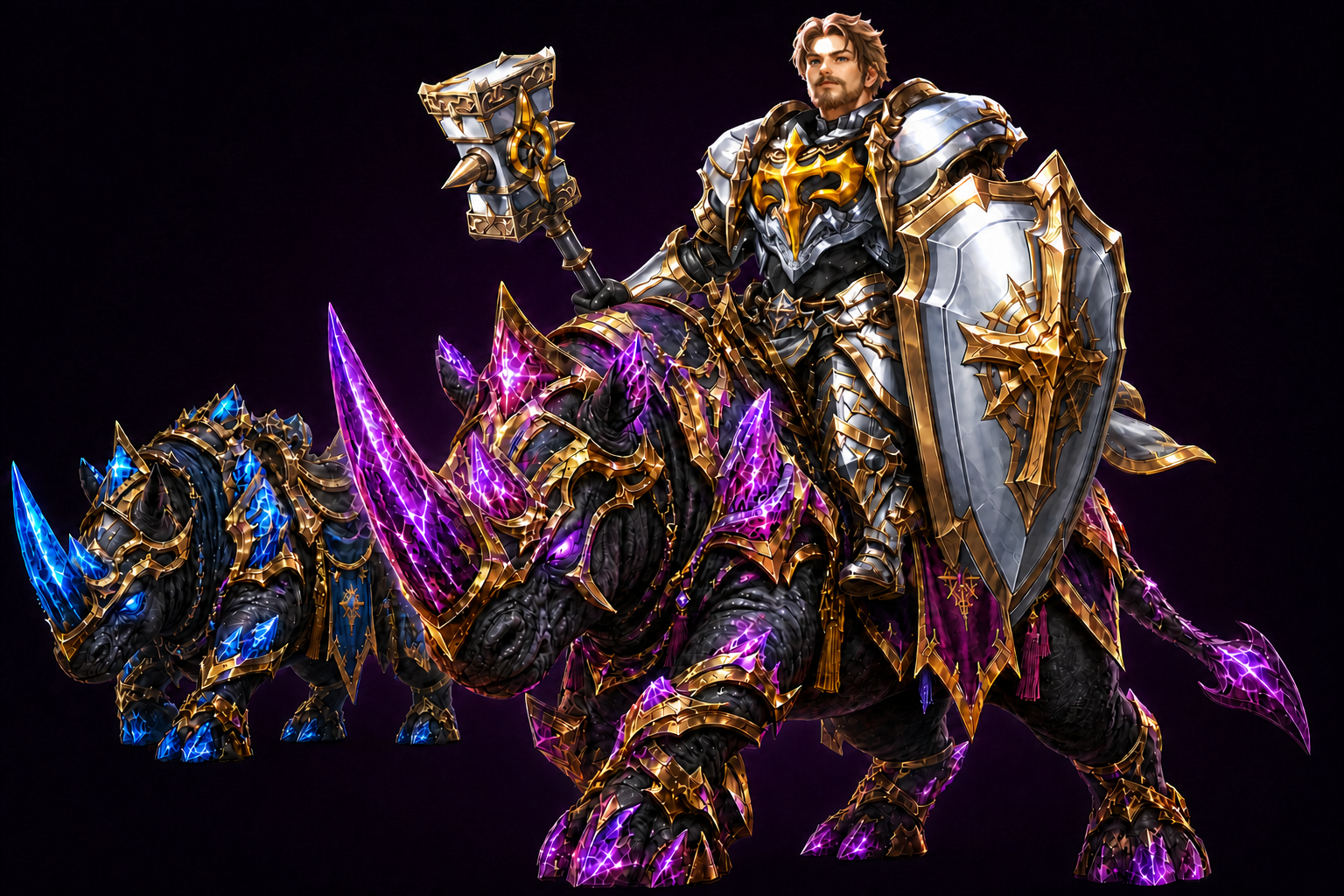 Crusader de MU Online con Rhino Guardian Rare y normal